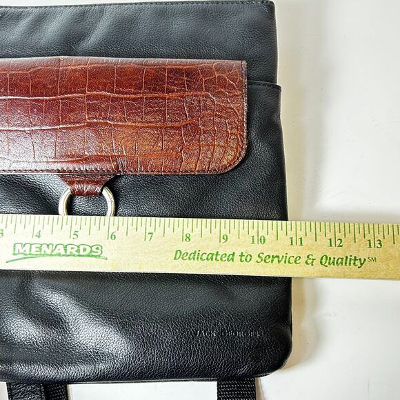Jack Georges Black Cognac Croco Embossed Flap Front Crossbody Shoulder Bag - Picture 13 of 14